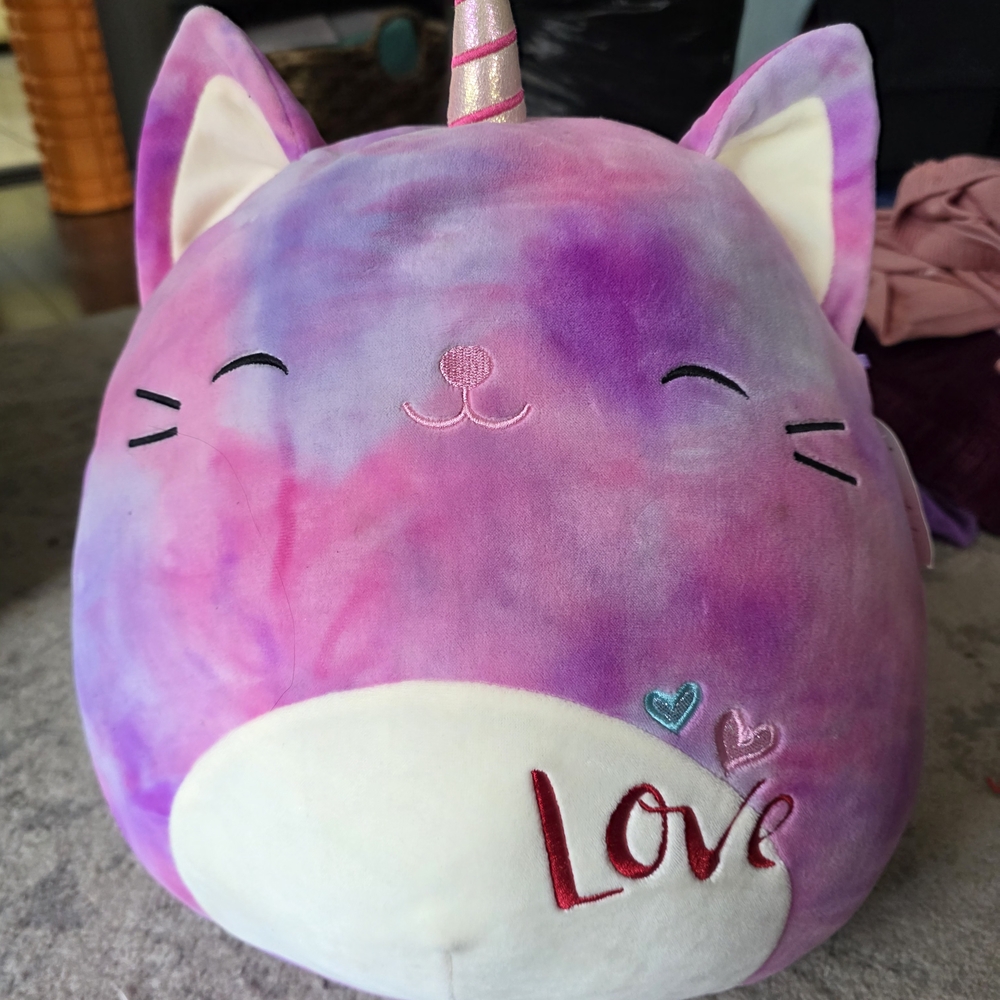 Squishmallows Pink and Purple Unicorn Cat Plush